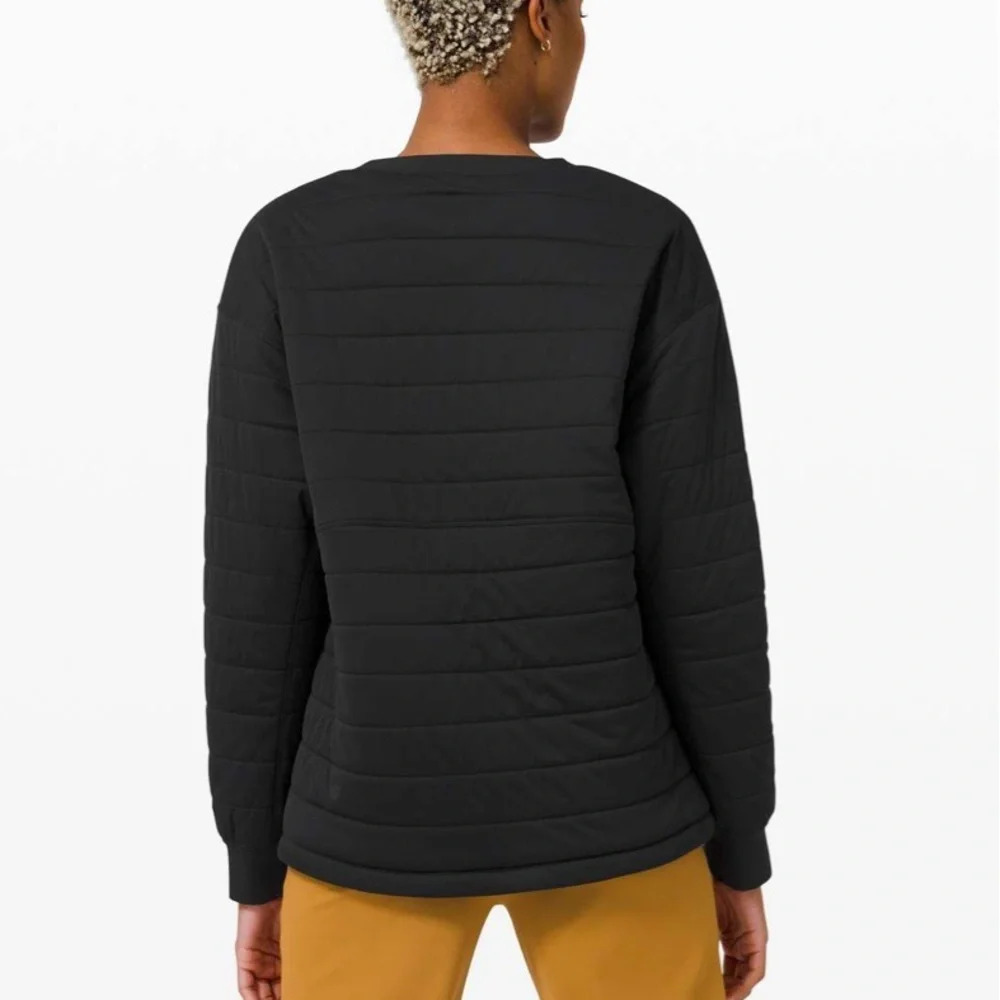 Lululemon Dynamic Movement Crew Black Quilted Pullover Sweatshirt Size 2 - Picture 2 of 9